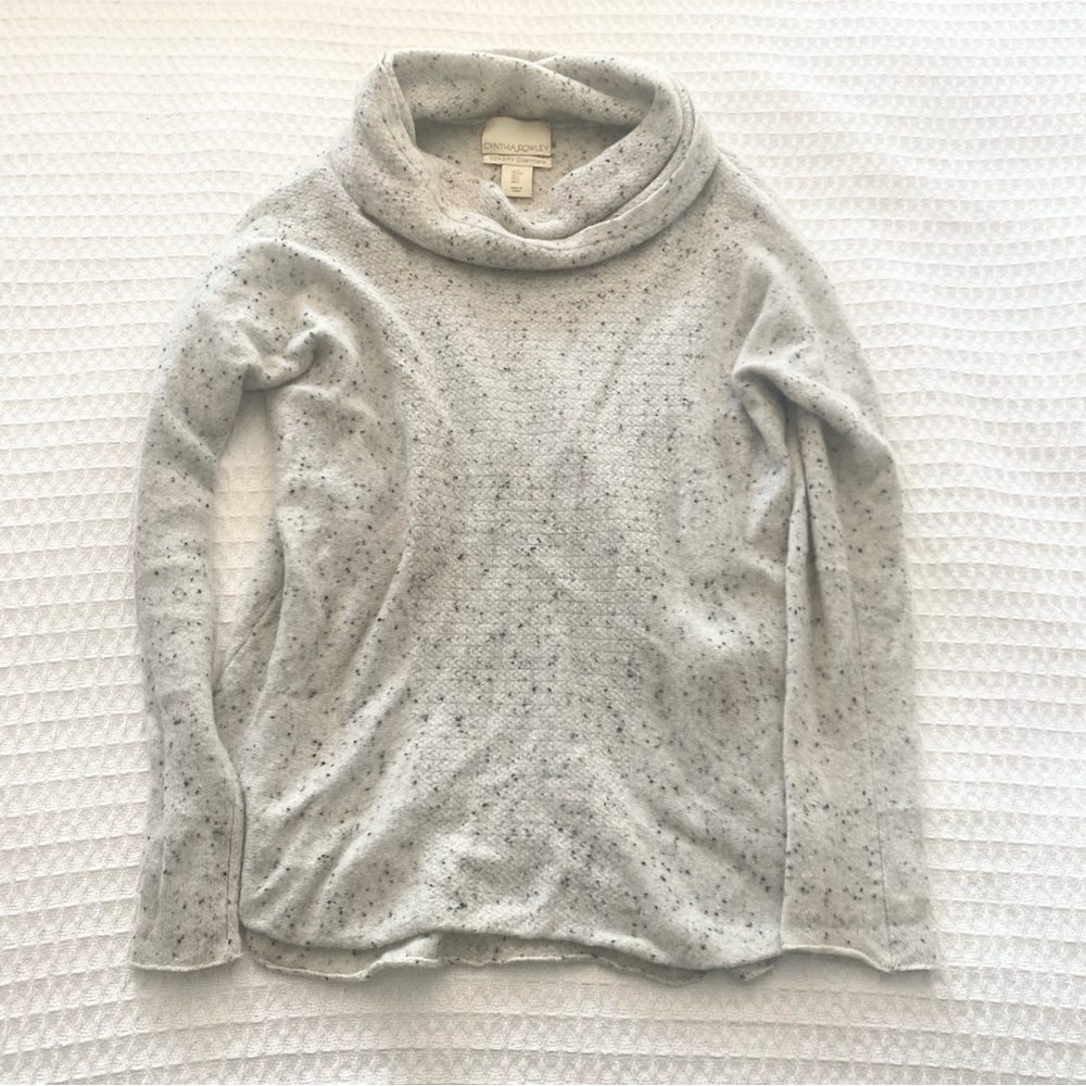 Cynthia Rowley Light Gray Speckled cashmere Turtleneck Sweater Small